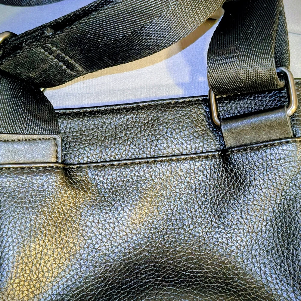 Calvin Klein Black Pebble Leather Textured Messenger Crossbody Bag Purse - Picture 8 of 14